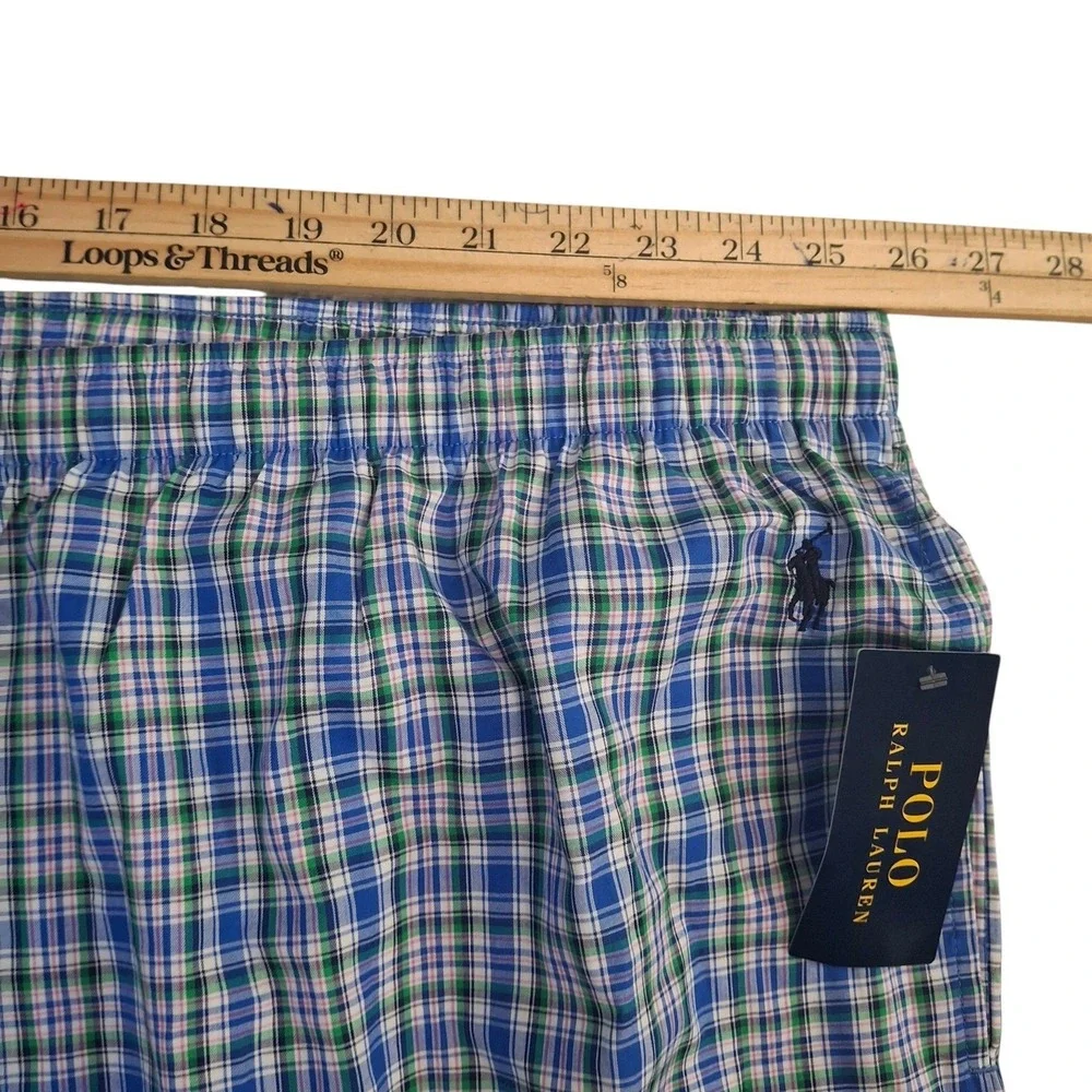 Polo Ralph Lauren Mens 4X Pajama Pants Blue Green Plaid Cotton Sleepwear RY27RX